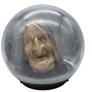Vintage 14" Gemmy Motion Activated Light Up Talking Halloween Witch Crystal Ball